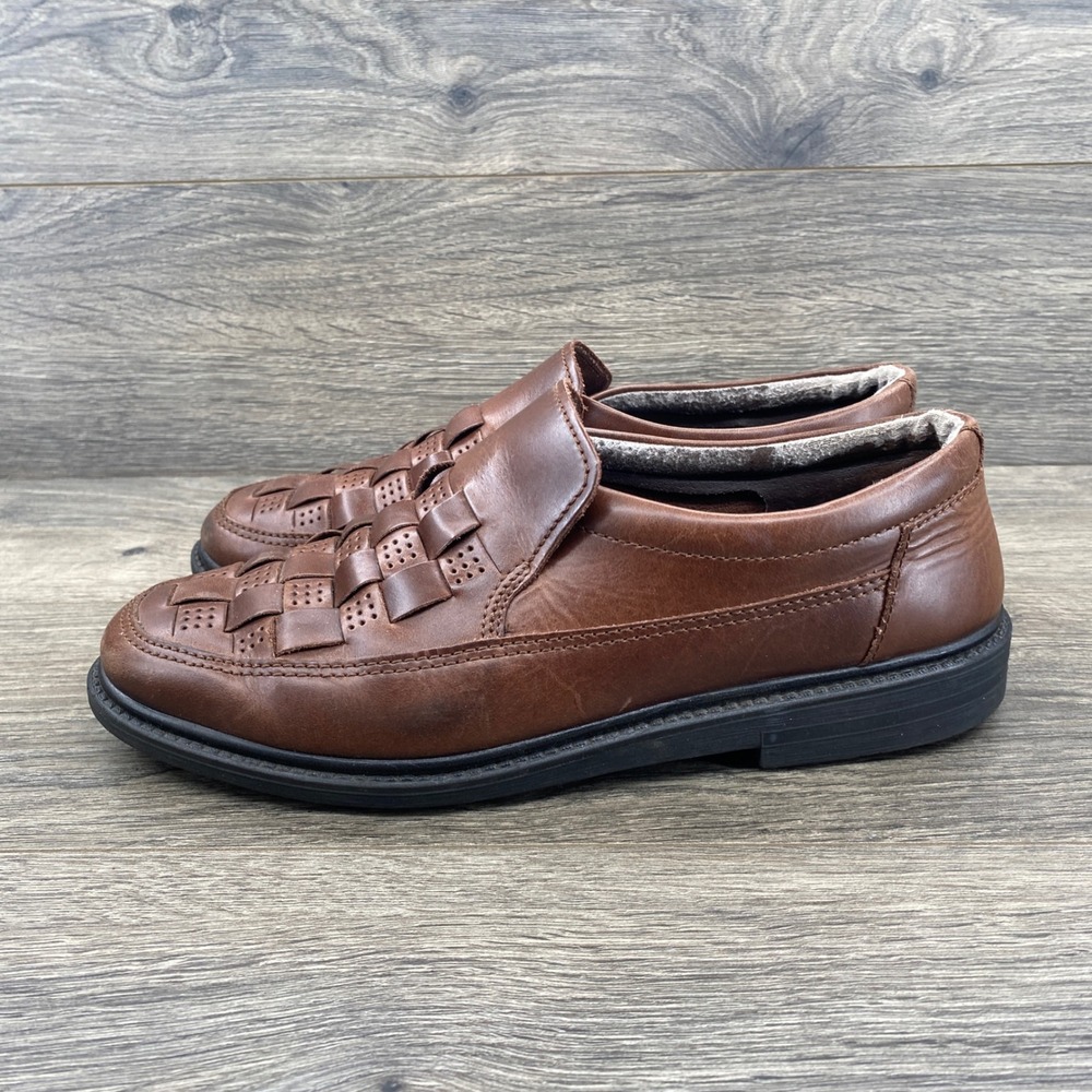 Rohde Roflex Loafers Mens EU 41 Brown Leather Woven Perforated Slip On Shoes